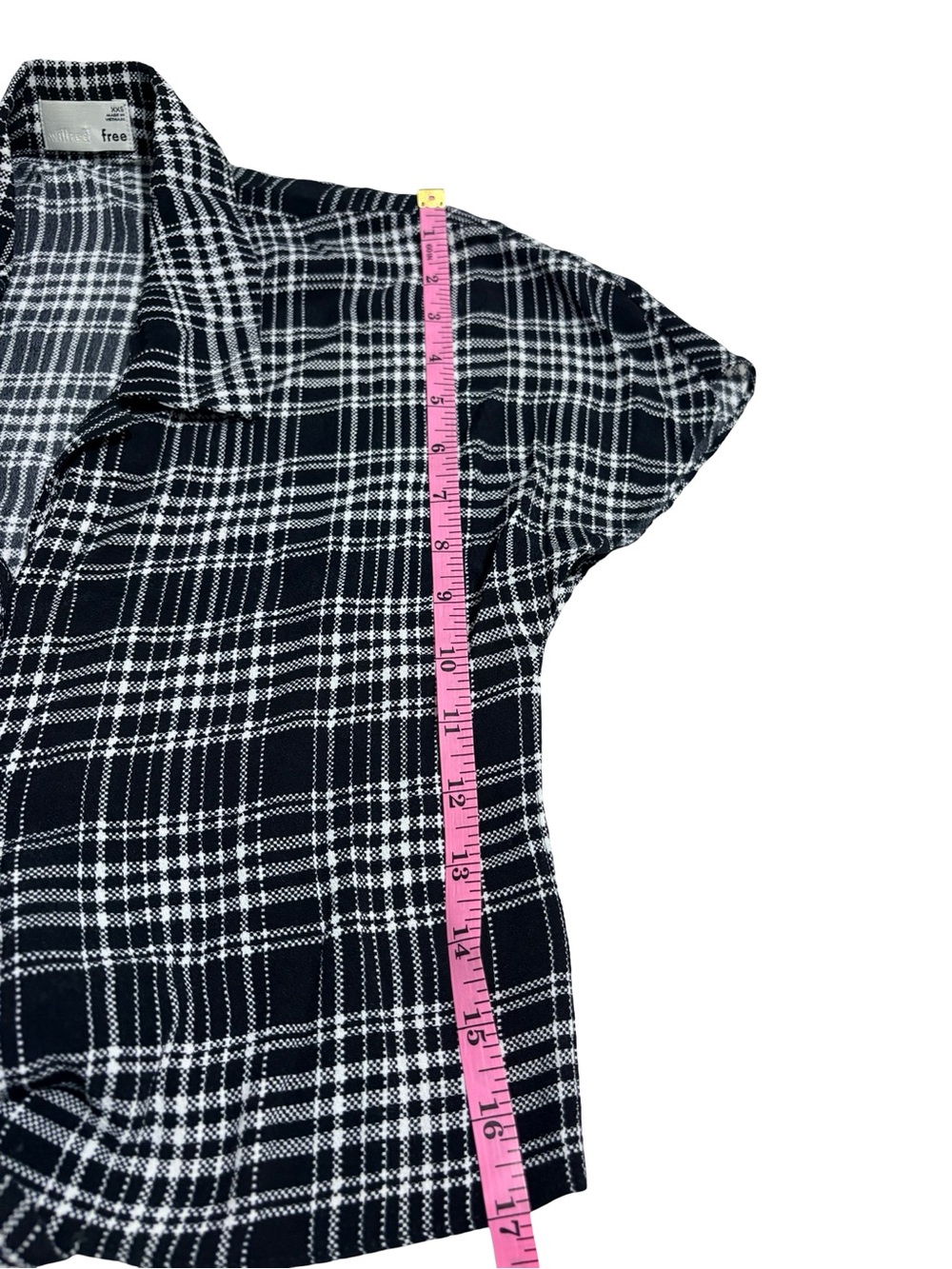Aritzia Wilfred Free Plaid Tie Front Crop Blouse XXS - Picture 8 of 10